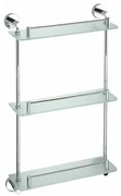 SAPHO XR608 X-Round E sklenená polička trojitá s hrazdou 38 x 67,5 x 13 cm