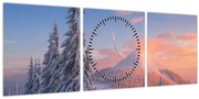 Obraz - Zimná krajina (s hodinami) (90x30 cm)