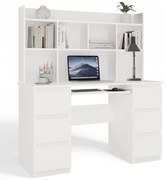 Písací stôl s nadstavcom KUBA 130 cm biely