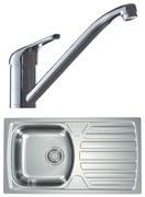 ALVEUS SETA259 - Kuhinjsko pomivalno korito BASIC + kuhinjska mešalna pipa RIVIERA 14,8 cm saten/krom