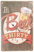 Farebná kovová ceduľa BEER s imitáciou dreva a patinou - 20 * 30 cm