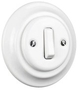 Elhard Okrúhly keramický vypínač s kolískou č.6, biely - kompletný KV5006W