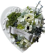 Biele drevené srdce na hrob Spomíname 30cm