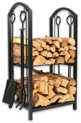 Aldotrade Stojan na drevo krbový kovový s náradím, 40 x 30 x 74 cm