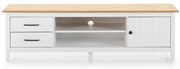 Biely TV stolík z borovicového dreva 158x47 cm Miranda – Marckeric
