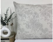 Obliečka na vankúš Luxury Flowers béžová  – jemný vzor, 100 % bavlna, zips Veľkosť: 50x70 cm