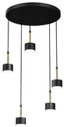Závesné svietidlo Arena, 5x čierne kovové tienidlo, b/g, o