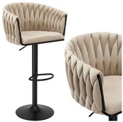 Barová stolička COFTON zamatová, béžová / čierna
