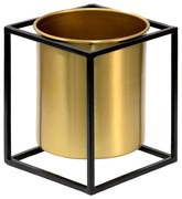 Zlatý dekoračný obal na kvetináš v kovovej konštrukcii Boten - 14*14*16 cm