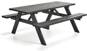 Stôl s lavicou TUNDRA, 1770 mm, čierny