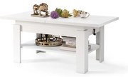 Rozkladací konferenčný/jedálenský stôl so zdvíhacou doskou ROY biely