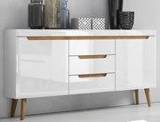Široká komoda Nordi, dub riviéra/biela lesk%
