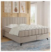 Čalúnená posteľ ALICIA 140x200 cm s matracmi, topperom a úložným priestorom, béžová