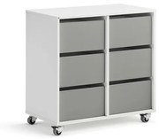 Študentská úložná skrinka CASPER, 6 zásuviek, biela, šedá