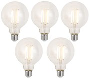 Sada 5 ks Inteligentné stmievateľné LED žiarovky E27 G95 číre 7W 806lm 2700-6500K