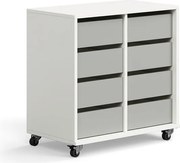 Študentská úložná skrinka CASPER, 8 zásuviek, biela, šedá