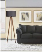 Čierno-hnedá stojacia lampa s textilným tienidlom (výška 153 cm) Tripod – Opviq lights