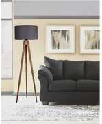 Čierno-hnedá stojacia lampa s textilným tienidlom (výška 153 cm) Tripod – Opviq lights