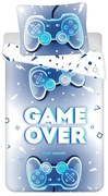 Bielo-modré bavlnené detské obliečky na jednolôžko 140x200 cm Game over – Jerry Fabrics
