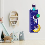 PIPPER. Textilná nálepka na stenu "Detský meter s menom - Astronauti"