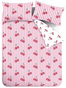 Biele/ružové obliečky na dvojlôžko 200x200 cm Disco Cherries Stripes – Catherine Lansfield