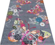 DY Detský sivý koberec s motýľmi Bella 114 Rozmer: 120x170 cm