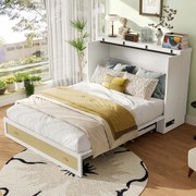 Murphyho posteľ 140x200CM Zasúvateľná posteľ na stenu Rozkladacia posteľ Usb Biela