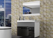 Kúpeľňový nábytok Belini  čierny lesk / šedý mat + umývadlo + zrkadlo  ROD PM 1/0/W/BSR/0/ZW