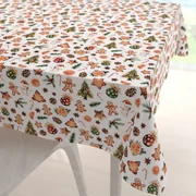 Biante Vianočný bavlnený štvorcový obrus Sandra SA-516 Vianočné perníčky a ozdoby na bielom 130x130 cm