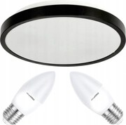 LED stropné svietidlo 2xE27 IP20 LARI-R ČIERNA + 2xE27 10W teplá biela sviečka