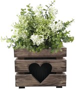 AMADEA Drevený obal so srdiečkom s kvetináčom tmavý, 17x17x15cm Český výrobok