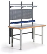 Dielenský stôl SOLID, s panelom na náradie, boxami a policami, 1500x800 mm, vinyl