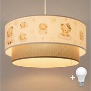 Brilagi- LED Detský luster na lanku BOBO 1xE27/60W/230V pr. 40 cm biela/béžová/medvedík
