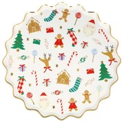 Meri Meri Vianočný papierový tanier Jolly Christmas 21,6 cm - set 8 ks