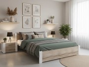 Posteľ IKAROS 140 x 200 cm, biela/dub sonoma Rošt: Bez roštu, Matrac: Bez matraca