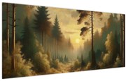 Obraz - Slnko žiariace lesom (120x50 cm)