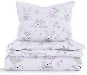 Bavlnené obliečky Renforcé do postieľky – Zajačikovia ružové