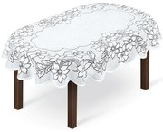 Žakárový obrus  249861 oválny 140X250 biely