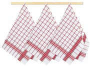 Bellatex Kuchynská utierka Kocka červená, 50 x 70 cm, sada 3 ks