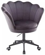 LuxuryForm DESIGN Kreslo FREY VELUR na čiernej podstave s kolieskami - tmavo šedé