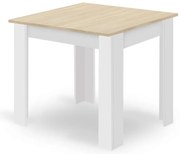 Biely jedálenský stôl s doskou v dekore dub sonoma 80x80