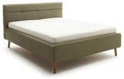 Zelená čalúnená dvojlôžková posteľ s úložným priestorom s roštom 180x200 cm Lotte – Meise Möbel
