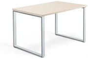 Kancelársky pracovný stôl QBUS, O-rám, 1200x800 mm, breza/strieborná