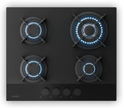 Klarstein Plynová varná doska Velaire, 4-platnička s elektrickým zapaľovaním, kompatibilná so zemným plynom a LPG, 8000W, 60cm