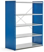 Policový kovový regál MIX, základná sekcia, 1740x1365x500 mm, modrá, šedá