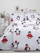 Predĺžené obliečky mikroplyš Exclusive – Tučniaci biele