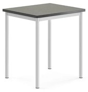 Stôl SONITUS, 700x600x760 mm, linoleum - tmavošedá, biela
