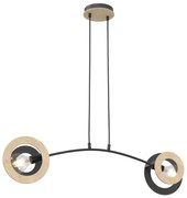 Luster na lanku SKIVA 2xE27/15W/230V čierna/béžová