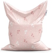 Sedací vak Classic biele a ružové kvety - detský, ružová