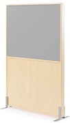 Akustický paraván DUO, 1000 x 1500 mm, šedá / breza